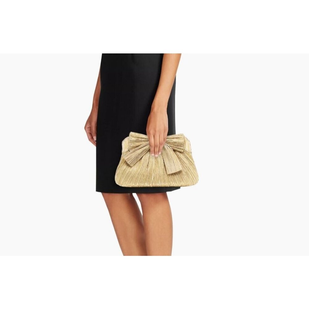 LOEFFLER RANDALL Rayne pleated bow clutch - Gold - Picture 13 of 13